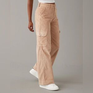 American Eagle Stretch Corduroy Super High-Waist Baggy Wide-Leg Pants Cargo